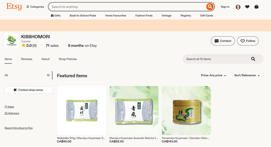 Kisshomori Is Now on Etsy | Shop Japanese Matcha in Canada