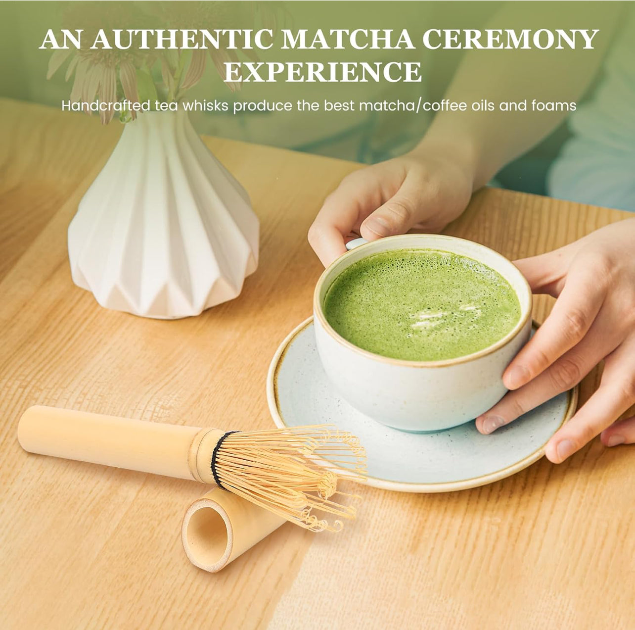 Long Bamboo Matcha Whisk (Long Chasen) with Travel Stand | Kisshomori