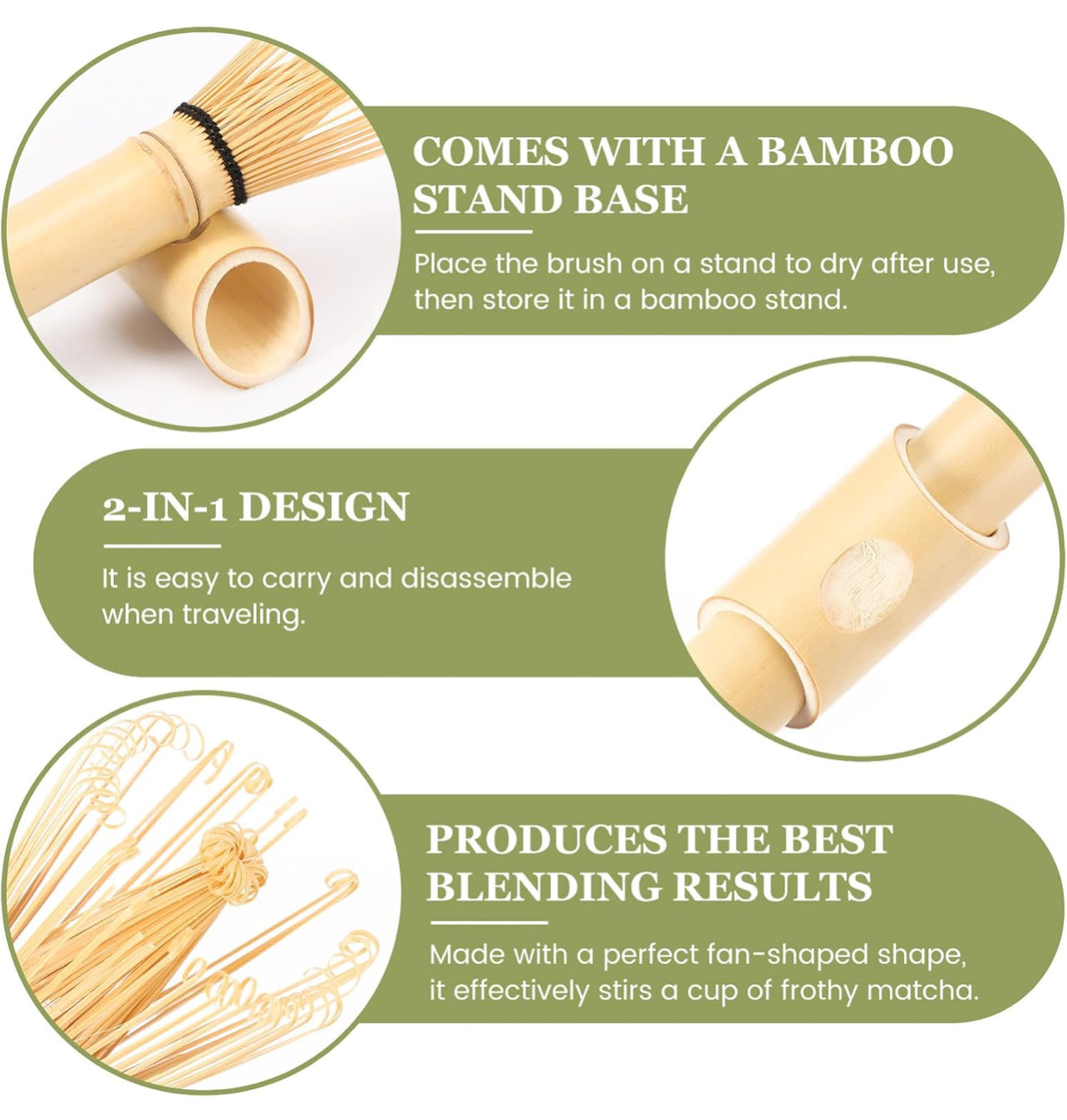 Long Bamboo Matcha Whisk (Long Chasen) with Travel Stand | Kisshomori